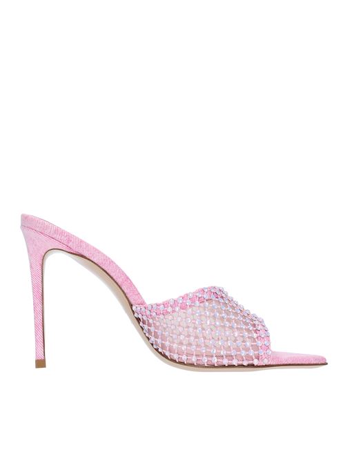 Mules model GILDA  in fabric and silver mesh, further embellished with crystals LE SILLA | 2340A100DEA